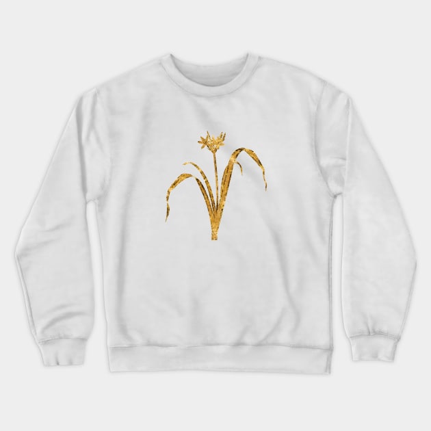 Vintage Gilded Small Flowered Pancratium Botanical Gold Leaf Crewneck Sweatshirt by Holy Rock Design